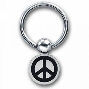 316L Surgical Steel Captive With Peace Sign Bead