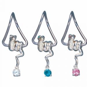 Surgical Steel Twister Earring Body Jewelry - Triple-Jeweled Snake Design