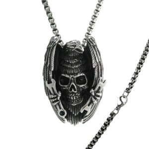 American Eagle Skull Ranch Stainless Steel Necklace