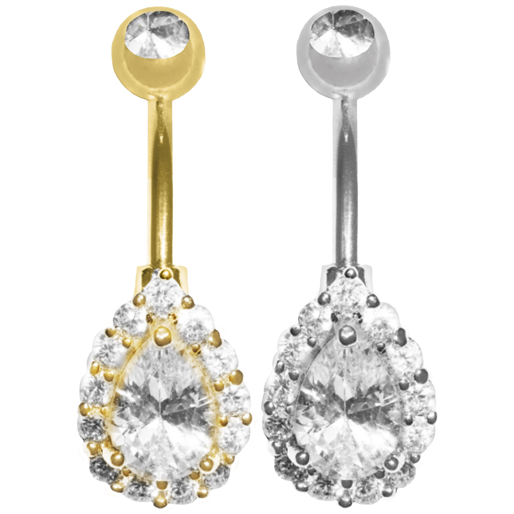 Surgical Steel Jeweled Tear Drop Belly Ring AAB Style surgical-steel-jeweled-tear-drop-belly-ring-aab-style