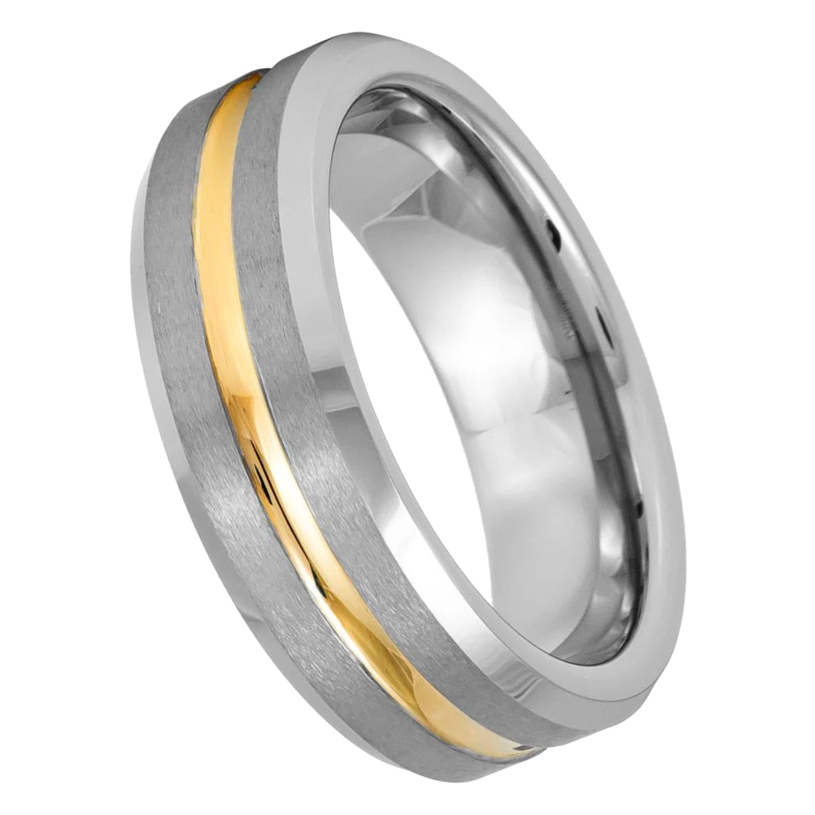 Tungsten Band With Gold Line In Center AAB Style tungsten-band-with-gold-line-in-center-aab-style