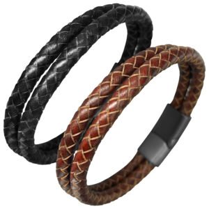 Double Braided Leather Bracelet