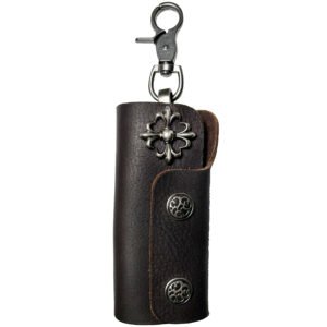 Brown Leather Pouch Key Chain