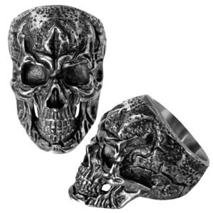 Stainless Steel Skull Ring w/ Gun Metal Finish