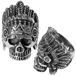 Stainless Steel Native Skull Ring
