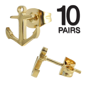 10 Pairs – PCK Stainless Steel Anchor Earrings