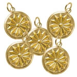 Gold Stainless Steel Sun Star Charms