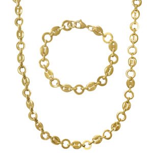 Stainless Steel Gold PVD Circle & Mariner Chain Set
