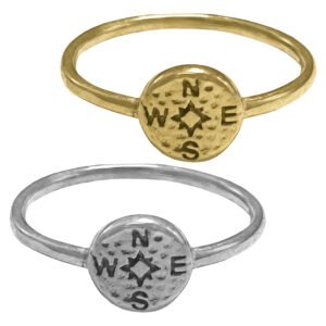 Stainless Steel Compass Elements Ring