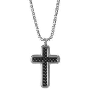 Stainless Steel Carbon Fiber Cross Necklace
