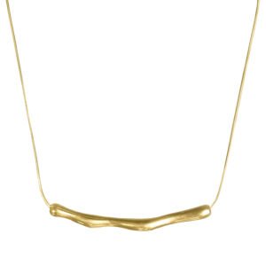 Stainless Steel Gold PVD Elongated Bar Collarbone Necklace