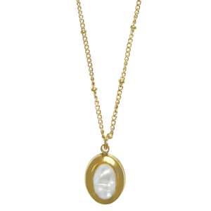Stainless Steel Gold PVD Oval Necklace