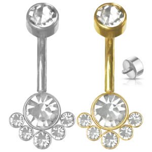 Surgical Steel CZ Cluster Belly Ring