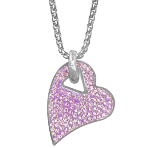 Stainless Steel Pink Cz Heart Necklace