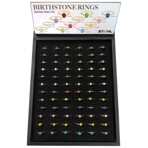 Stainless Steel Birthstone Rings Display