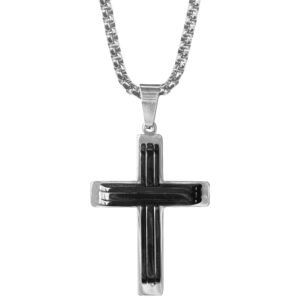 Stainless Steel Black Cross Necklace