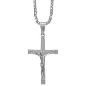 Stainless Steel Jesus on Crucifix Necklace