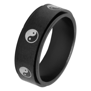 Black Stainless Steel Yin Yang Spinner Ring