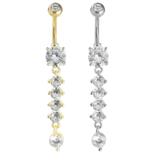 Surgical Steel CZ Dangle Belly Ring