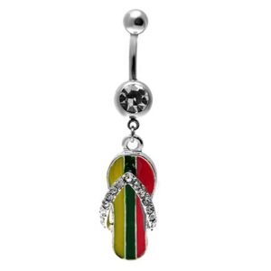 Tri Color Flip Flop Belly Ring with CZ's