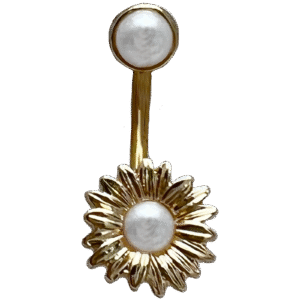Surgical Steel Flower w/ Pearl Belly Ring