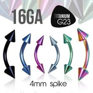 16GA Titanium Eyebrow Ring w/ Spikes