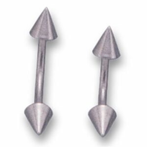Titanium Grade G23 Curved Eyebrow Ring w/ Spikes
