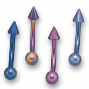 16GA Titanium Grade G23 Curved Eyebrow Piercing w/ Spike & Ball