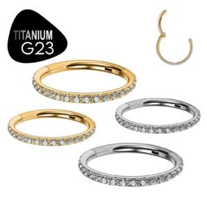 Titanium G23 Topside Cz Hinged Clicker Hoop