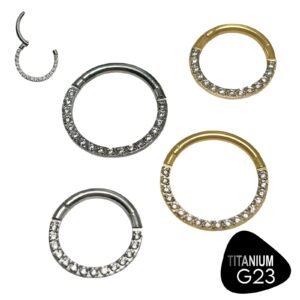 Titanium G23 Front Cz Hinged Clicker Hoop
