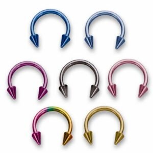 16GA - Anodized Titanium G23 Horseshoe w/ Spikes