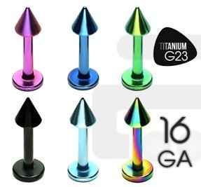 16GA Grade G23 Titanium Anodized Labret w/ Spike