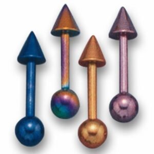 16GA Straight Grade G23 Titanium Barbell w/ Spike & Ball