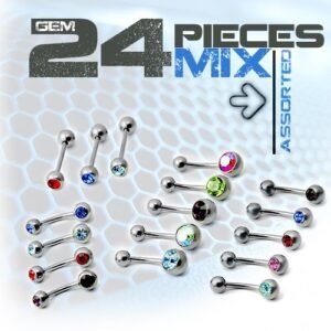 24pcs PCK Jeweled Grade G23 Titanium Mixed Body Jewelry Package - For Just $1.50 Each!