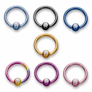 Titanium Grade G23 Jeweled Captive Ring