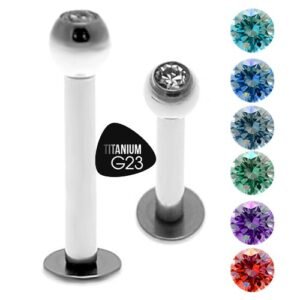 16GA Titanium Grade G23 Jeweled Labret Piercing