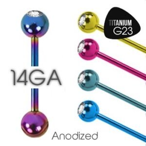 14GA Grade G23 Titanium Single Jeweled Barbell