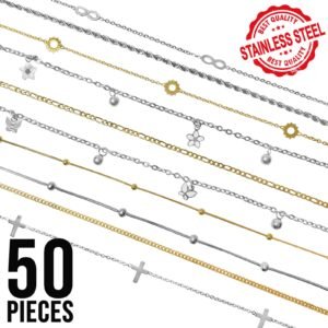 Stainless Steel Assorted Pack of Chain Anklets