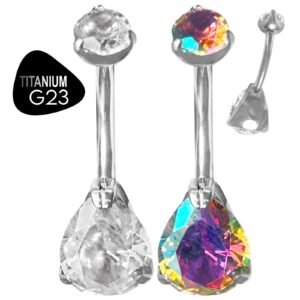 Titanium G23 Crystal Droplet Belly Rings