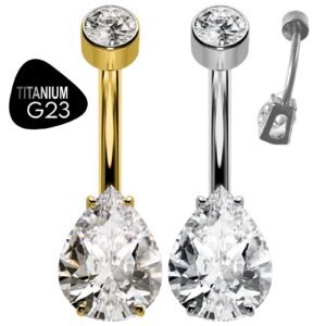 Titanium G23 Pear Shape Belly Rings