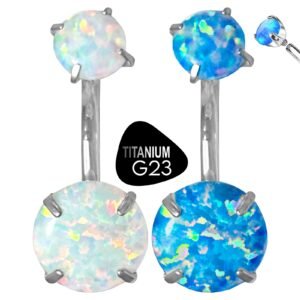 Titanium G23 Natural Opal Stone Belly Rings