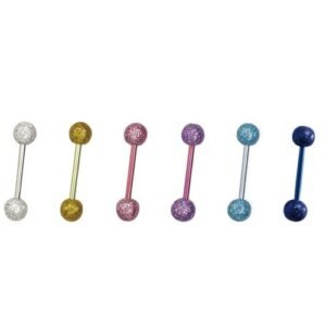 Titanium Wire Tongue Barbell With Zircon Ball