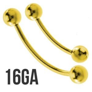 Surgical Steel Curved Barbell w/ Gold PVD Coating