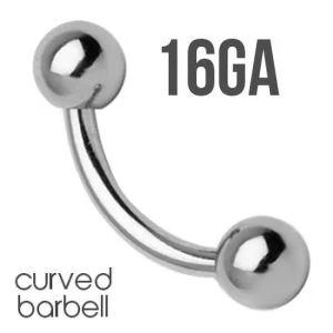 100pcs PCK - 16GA Surgical Steel Curved Barbell