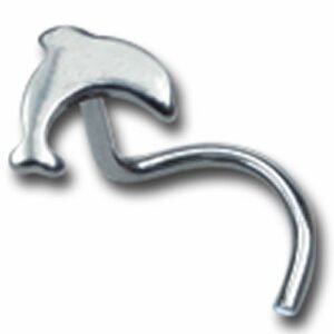 12pcs PCK - 20GA. Surgical Steel Dolphin Shaped Nose Screw