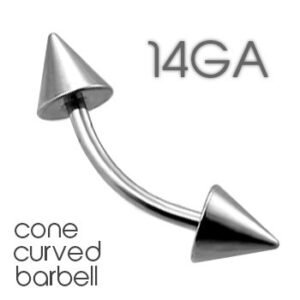 14GA - Surgical Steel Curved Eyebrow With Spikes