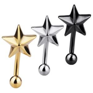 Surgical Steel PVD Eyebrow Ring with Star Design