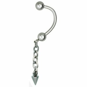 Surgical Steel Curved Barbell Earrings  w/ Cone Dangle