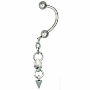 Surgical Steel Curved Belly Ring with Dangle Modern Spike
