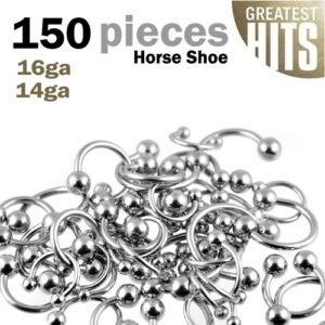 Surgical Steel 316L Circular Barbell Package (150pcs Assorted Sizes)